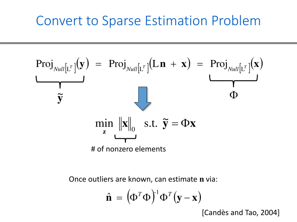 convert to sparse estimation problem