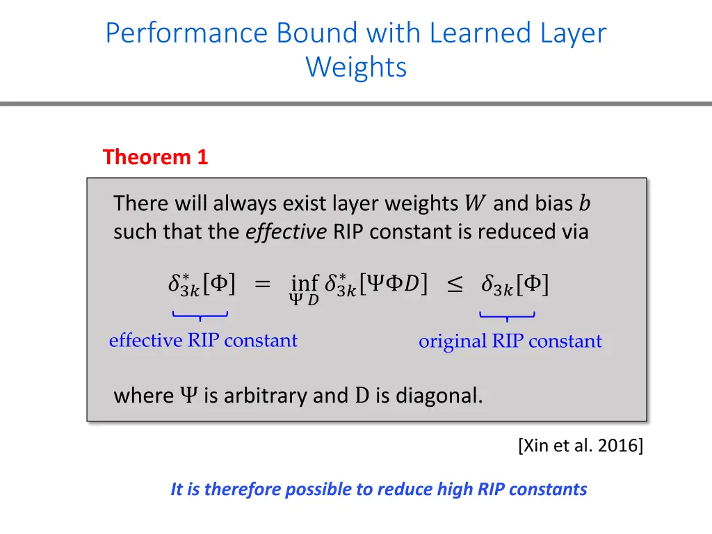 performance bound with learned layer weights