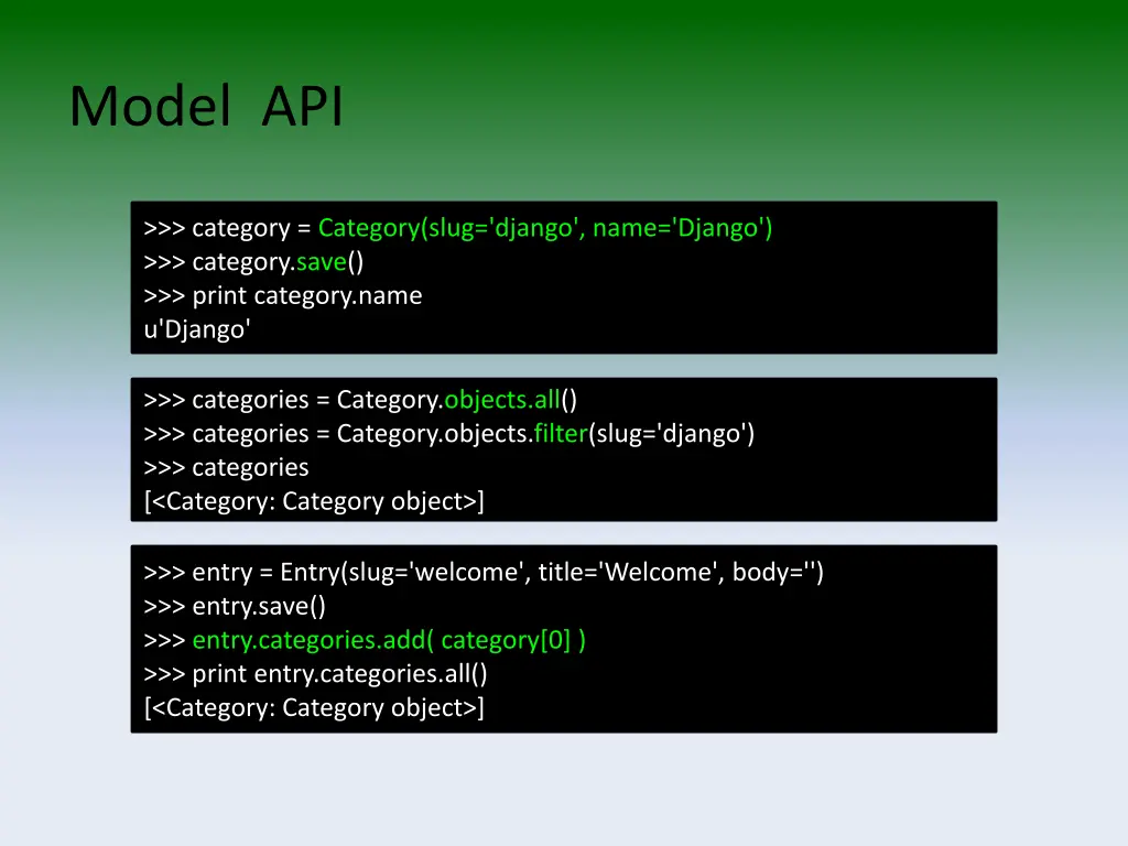 model api