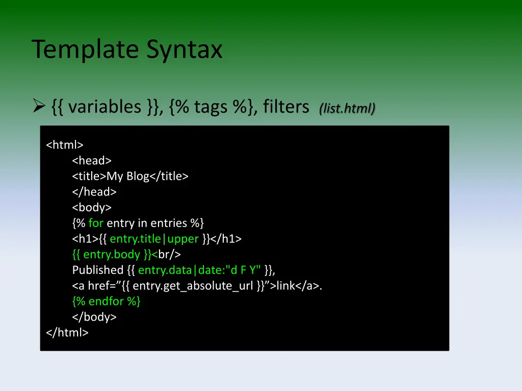 template syntax