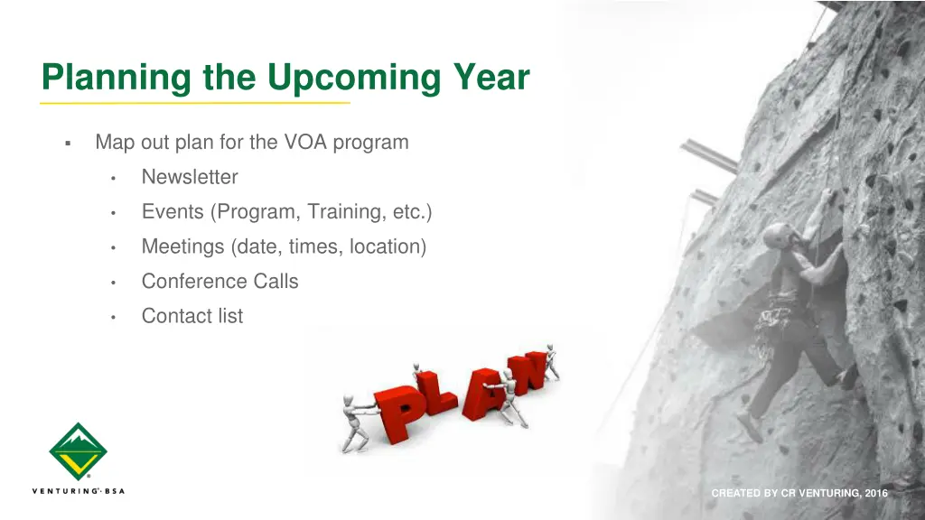 planning the upcoming year