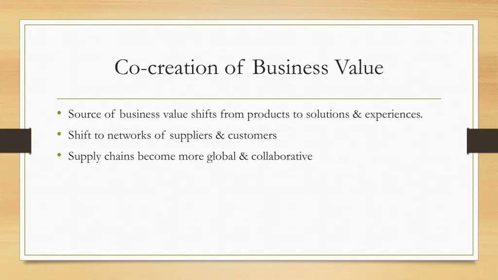 co creation of business value