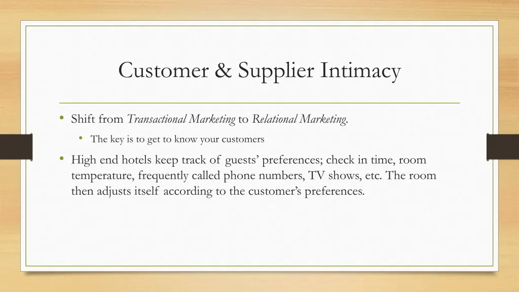 customer supplier intimacy