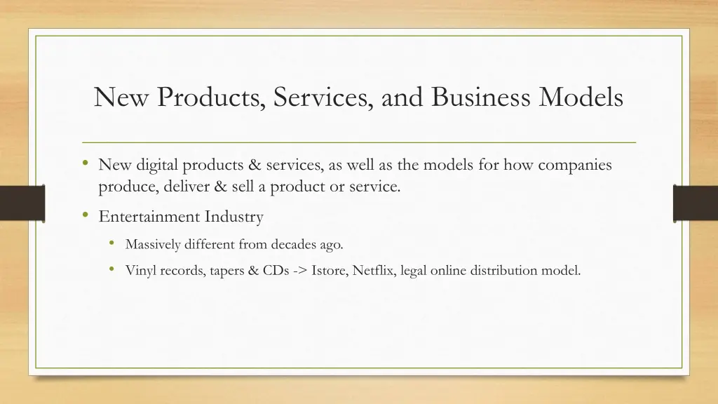 new products services and business models