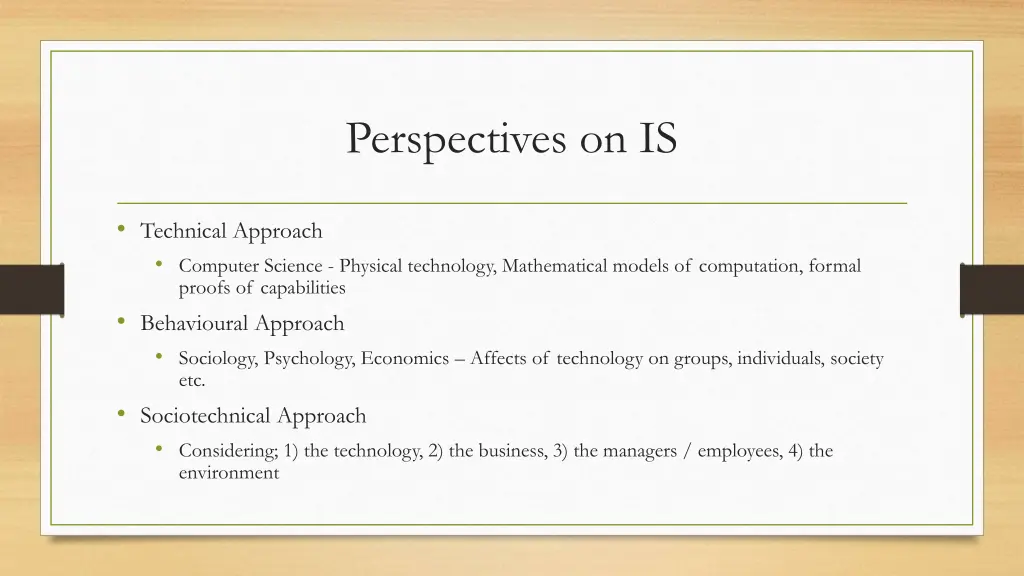 perspectives on is