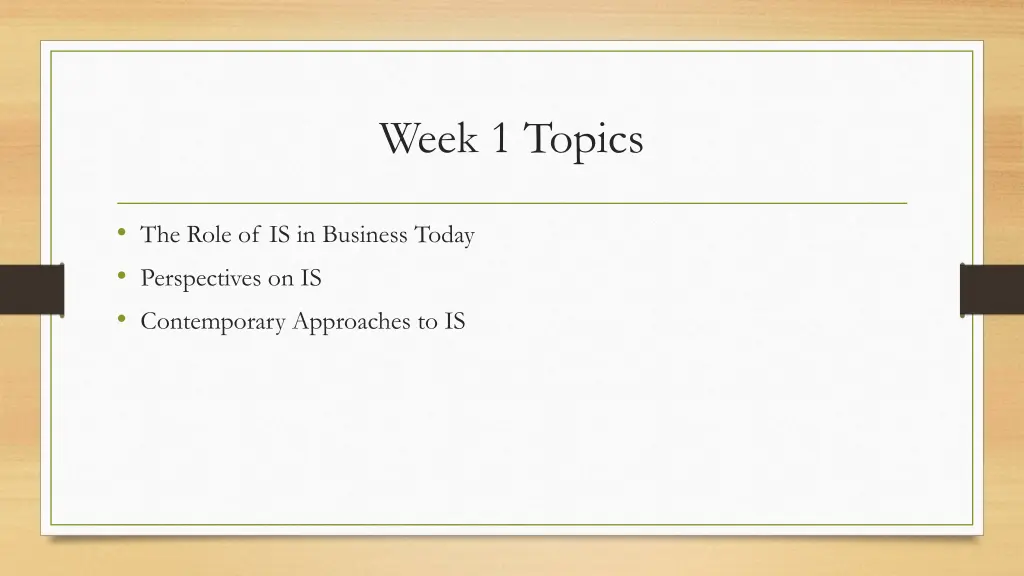 week 1 topics