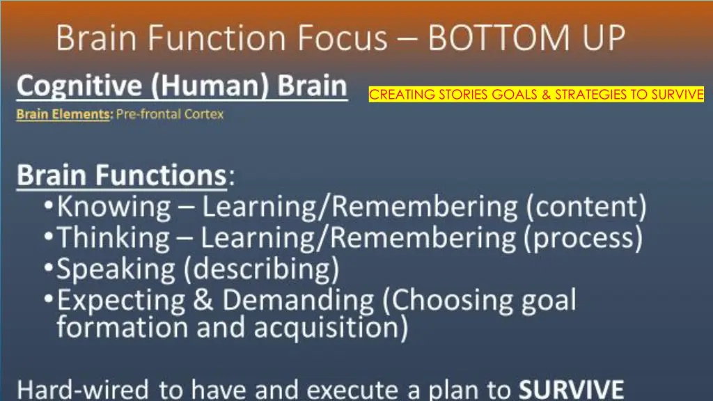 creating stories goals strategies to survive