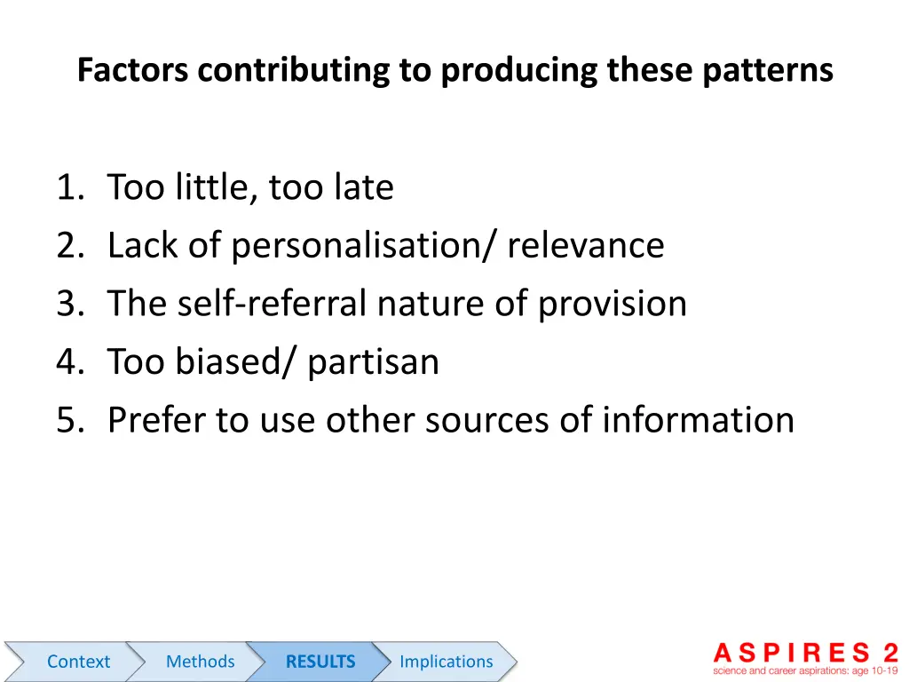 factors contributing to producing these patterns