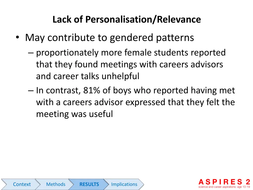 lack of personalisation relevance may contribute