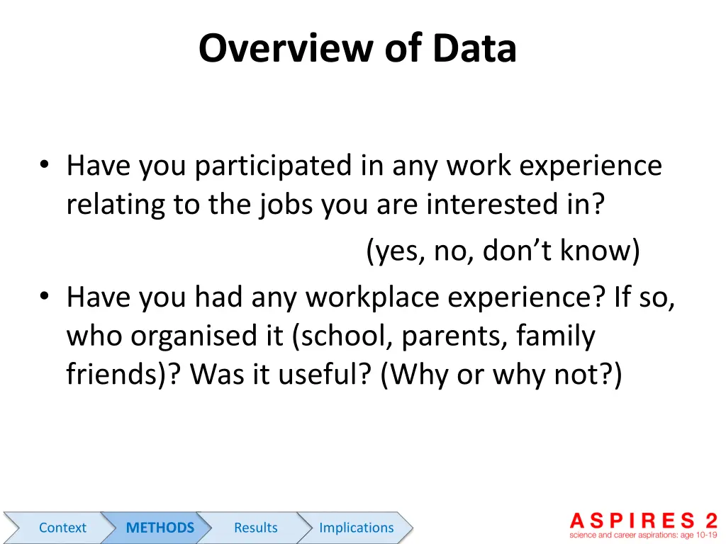 overview of data