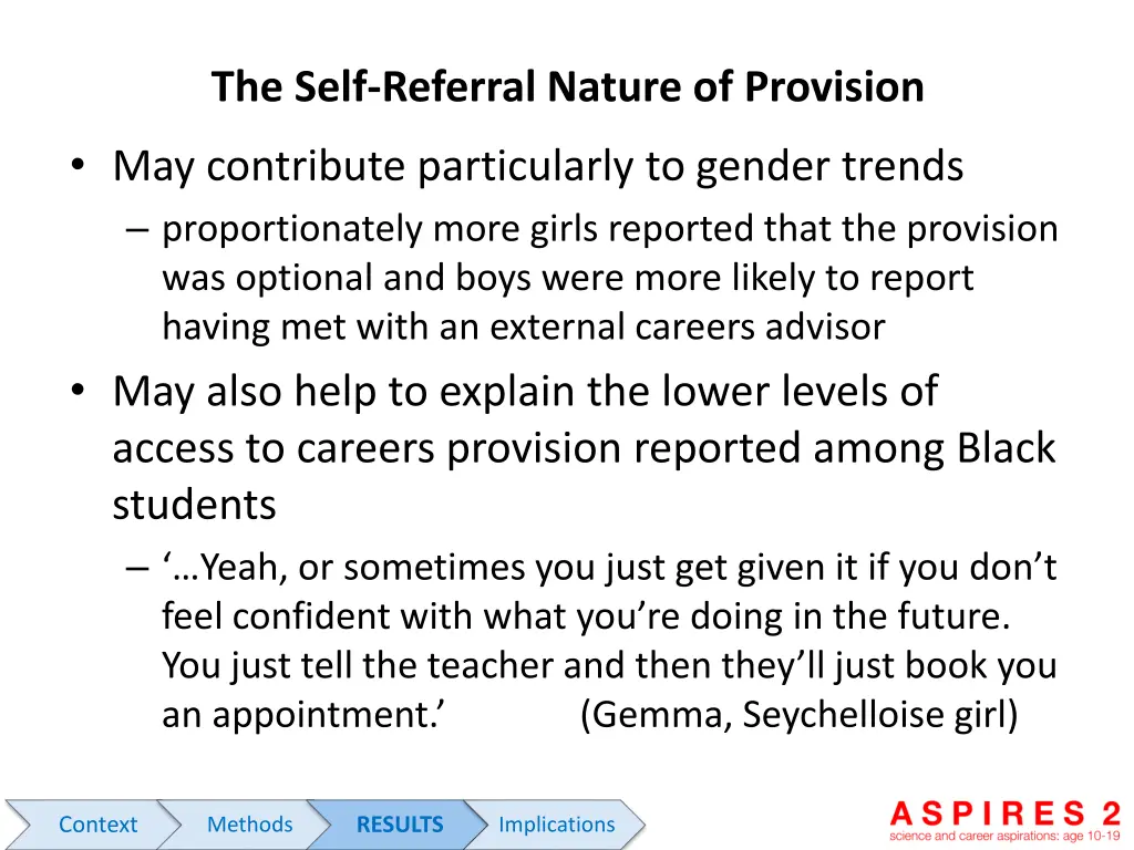the self referral nature of provision