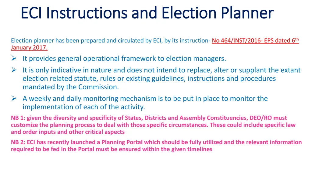 eci instructions and election planner