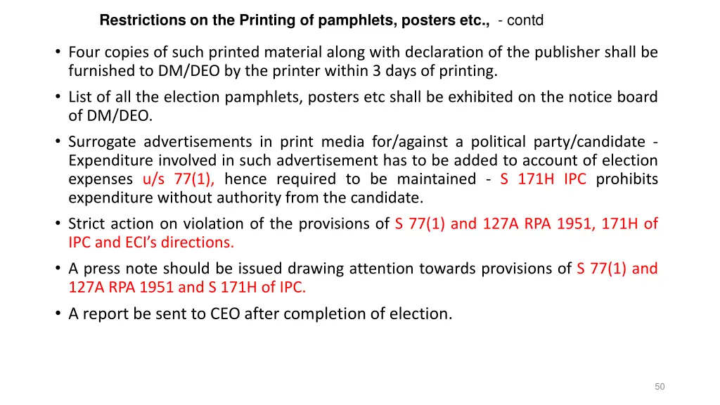 restrictions on the printing of pamphlets posters