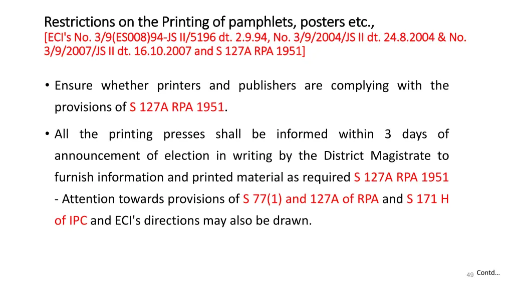 restrictions restrictions on the printing