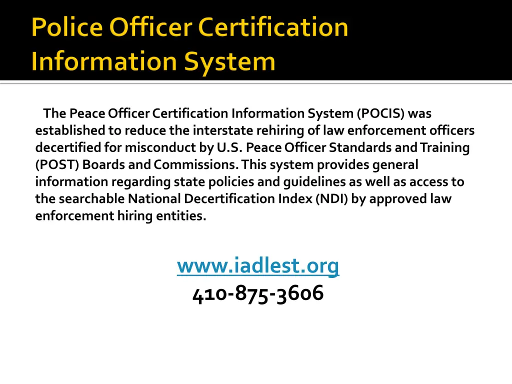 the peace officer certification information