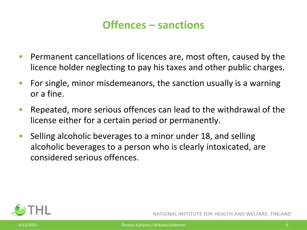 offences sanctions