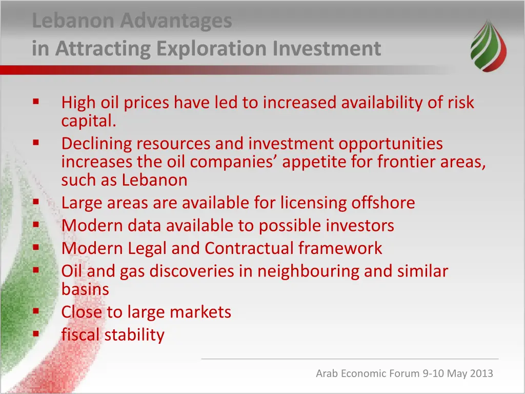 lebanon advantages in attracting exploration