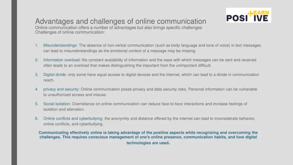 advantages and challenges of online communication 1