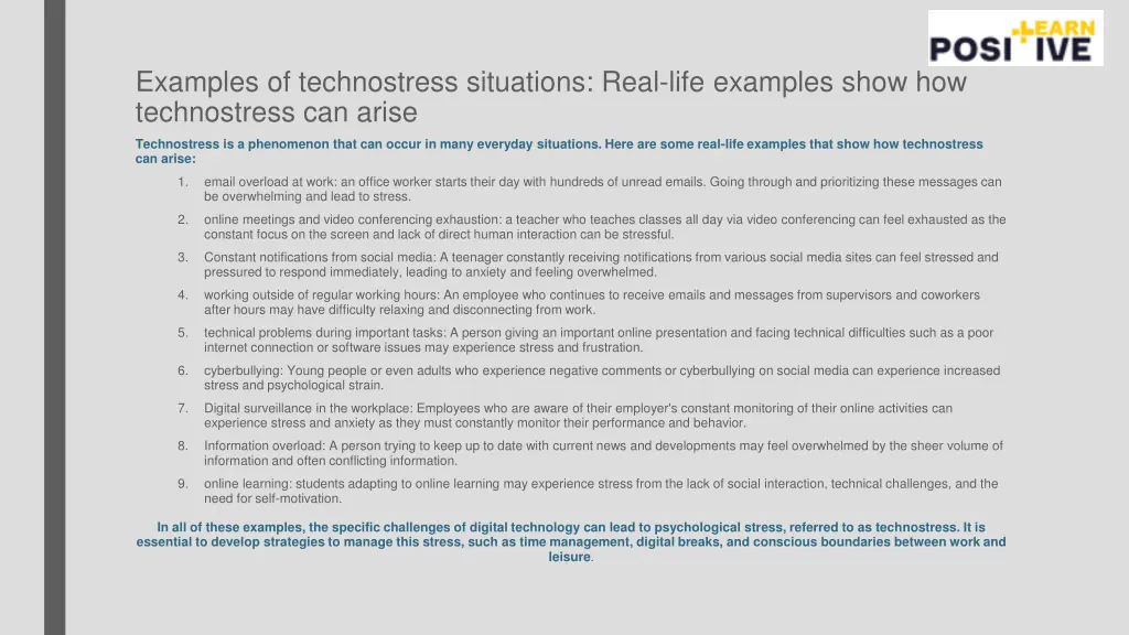 examples of technostress situations real life