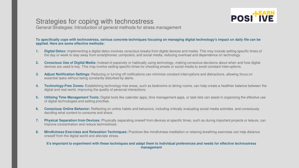 strategies for coping with technostress general 1