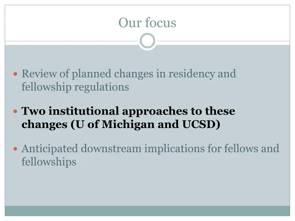 our focus 1