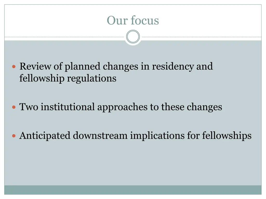 our focus