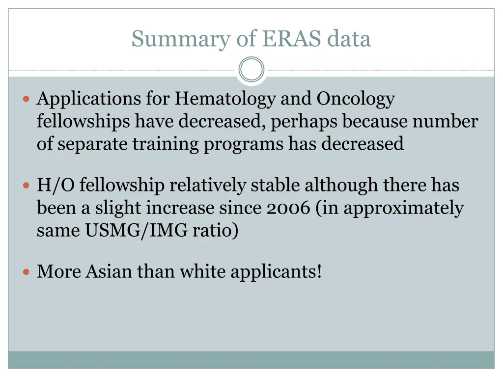 summary of eras data