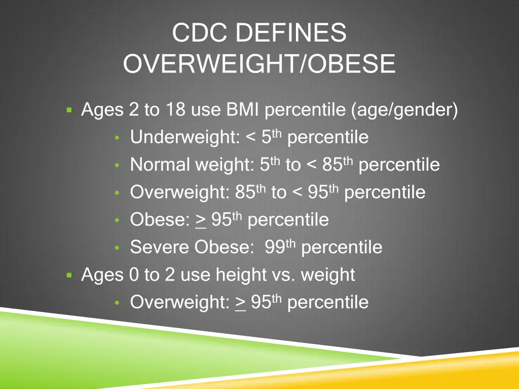 cdc defines overweight obese