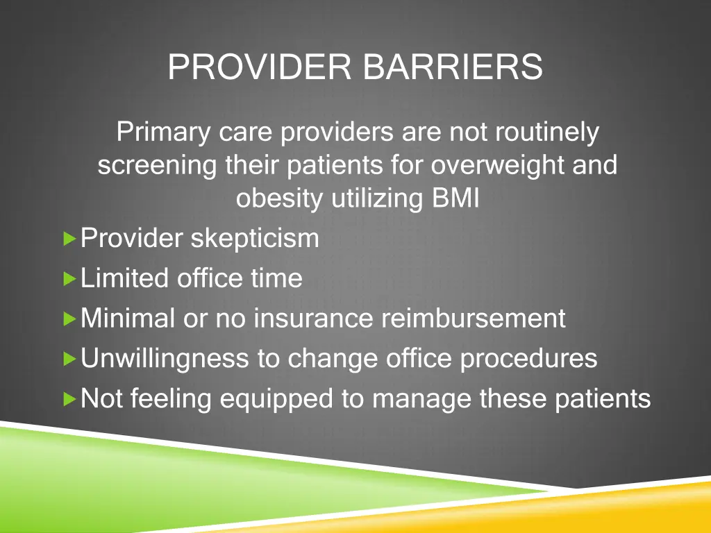 provider barriers