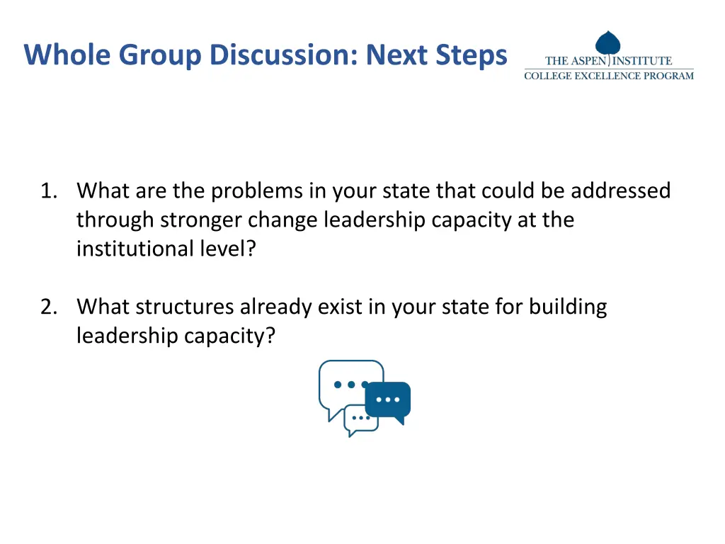 whole group discussion next steps