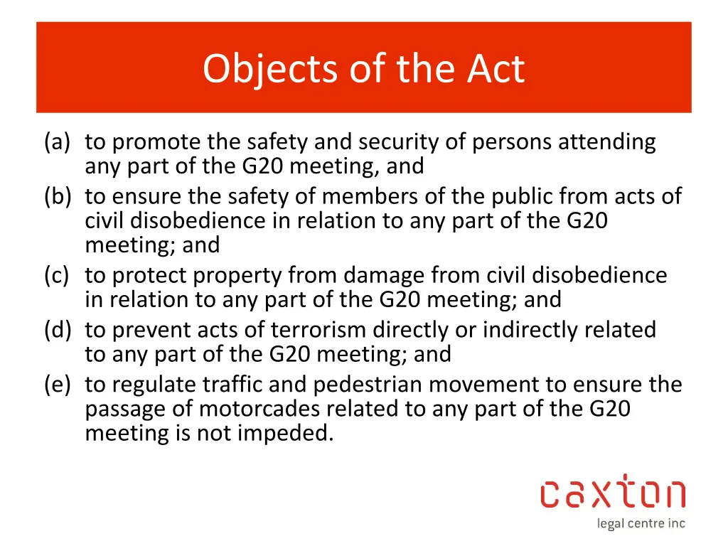 objects of the act