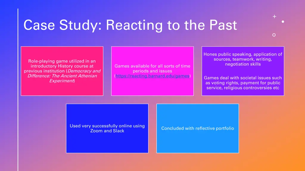 case study reacting to the past
