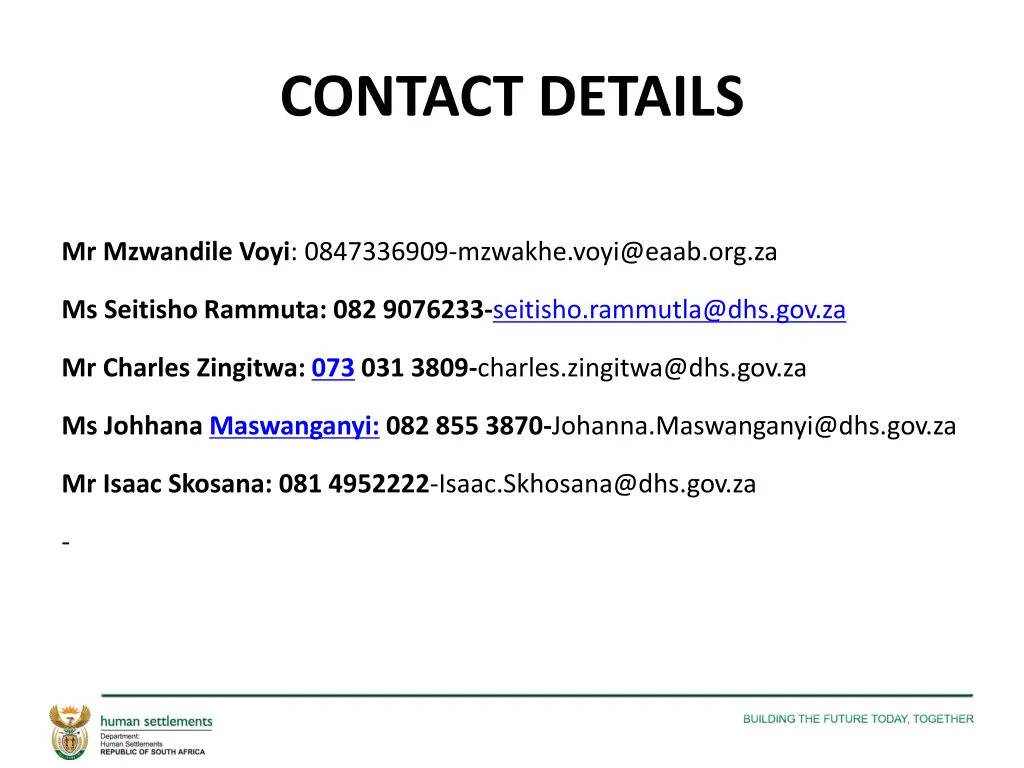 contact details