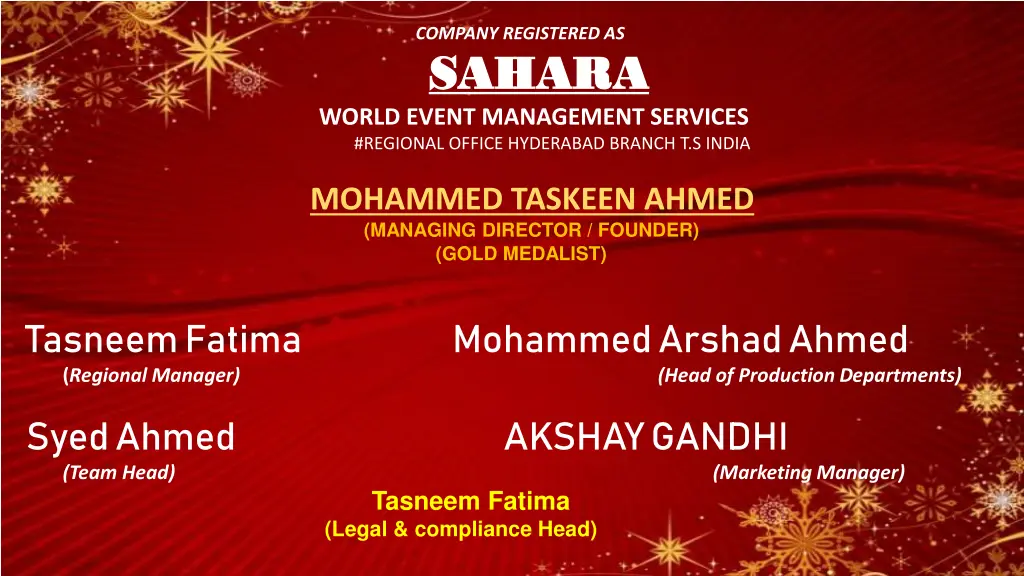 company registered as sahara