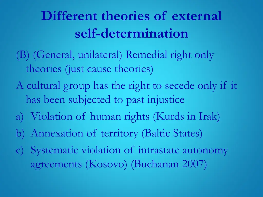 different theories of external self determination 1