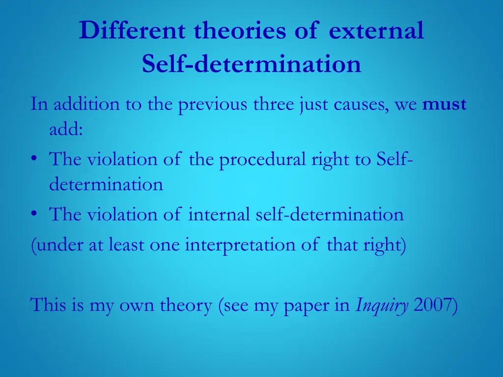 different theories of external self determination 2