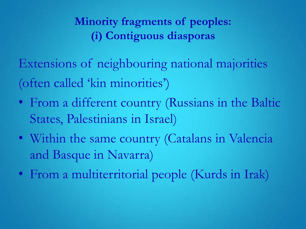 minority fragments of peoples i contiguous