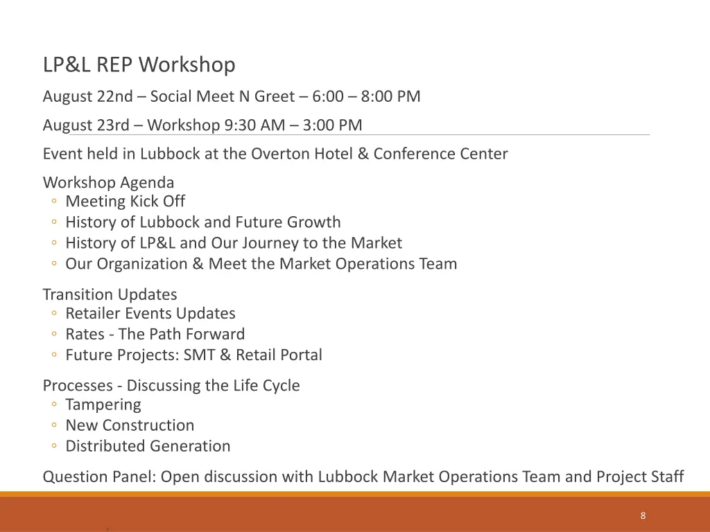 lp l rep workshop