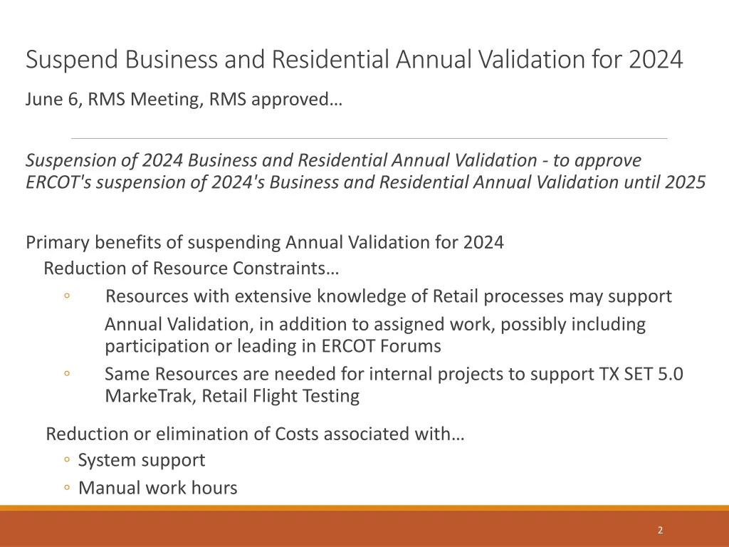 suspend business and residential annual