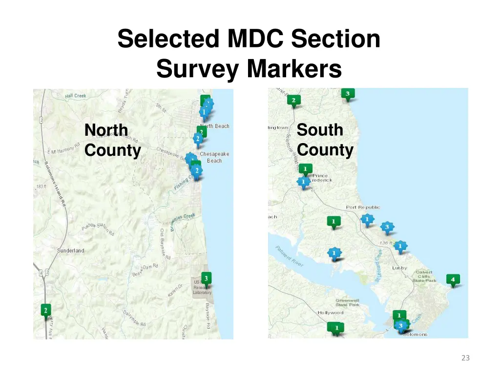 selected mdc section survey markers 6