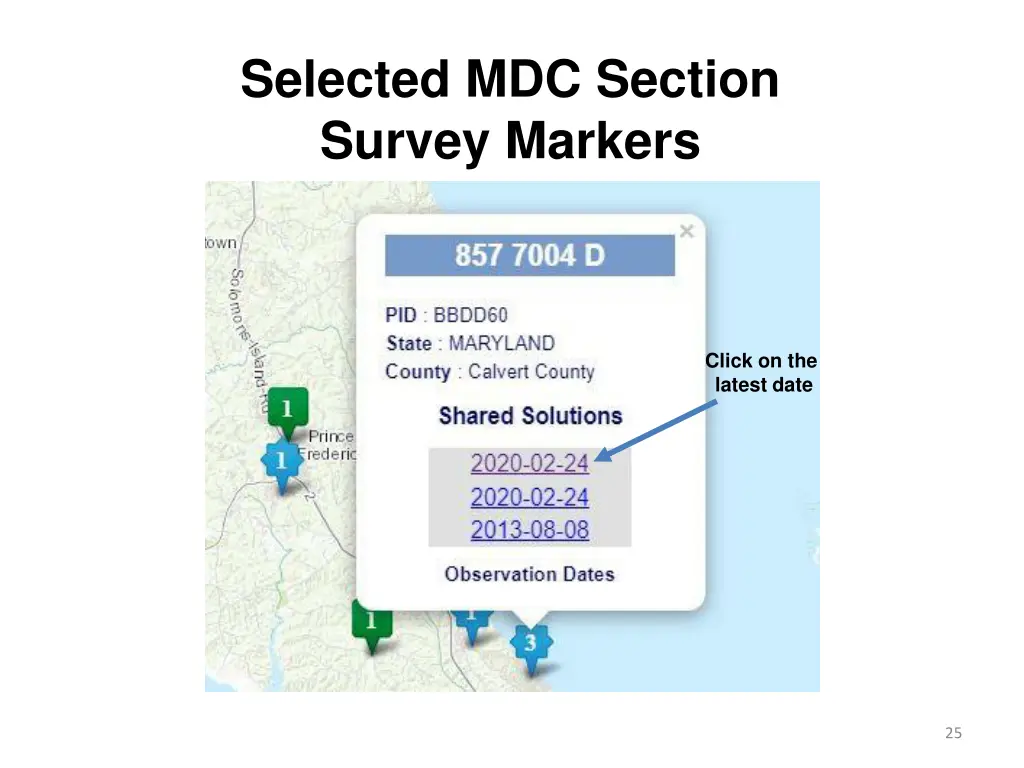 selected mdc section survey markers 8