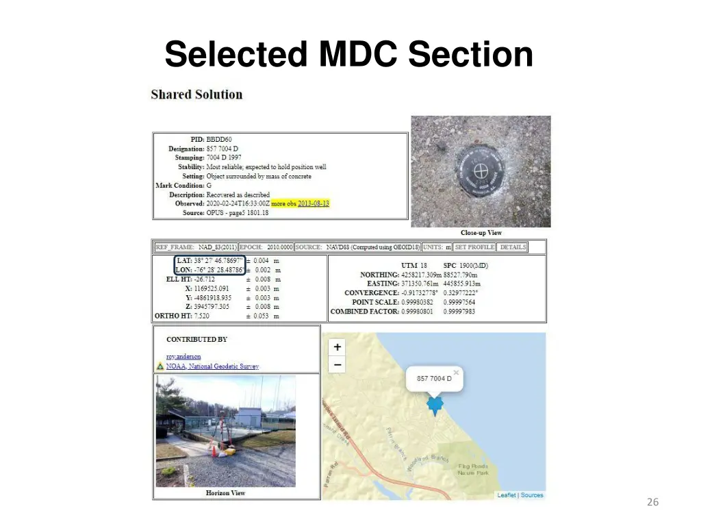 selected mdc section survey markers 9