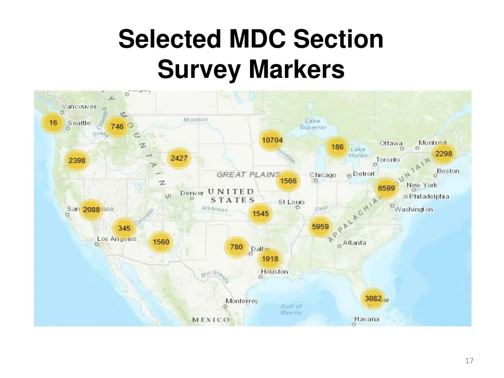 selected mdc section survey markers