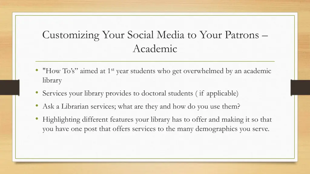 customizing your social media to your patrons