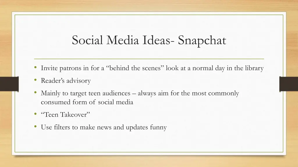 social media ideas snapchat