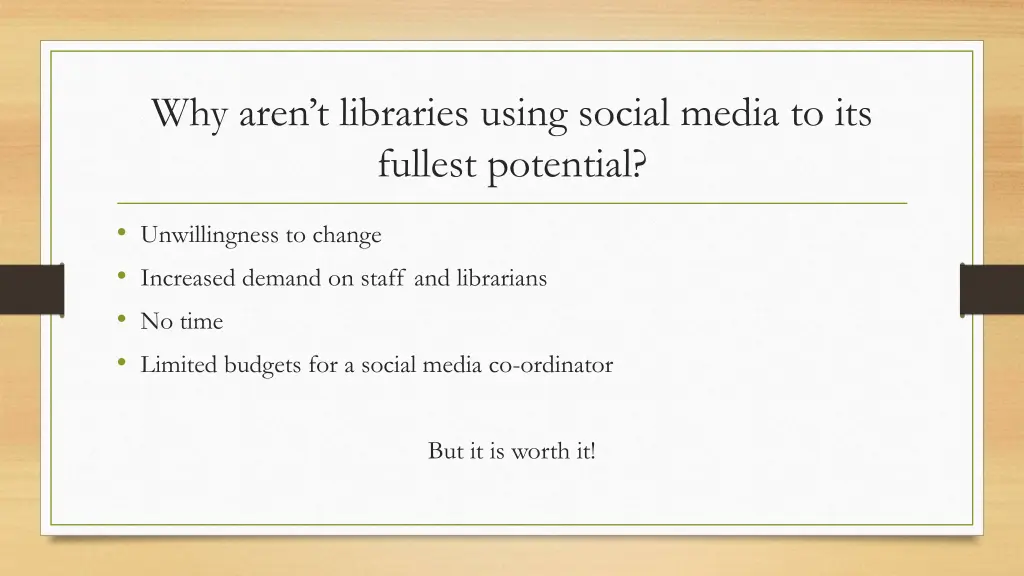 why aren t libraries using social media