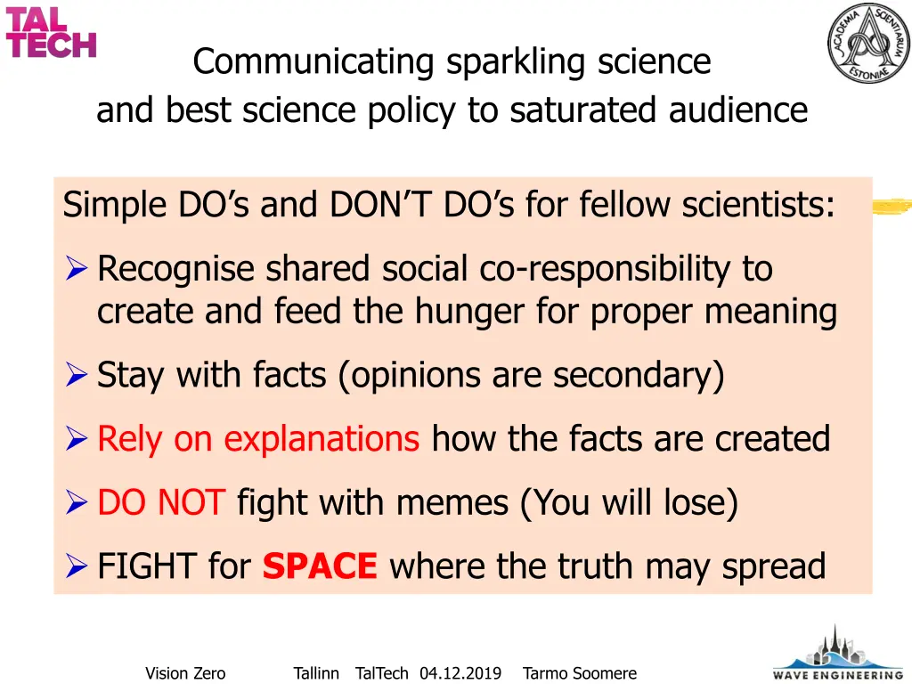 communicating sparkling science and best science