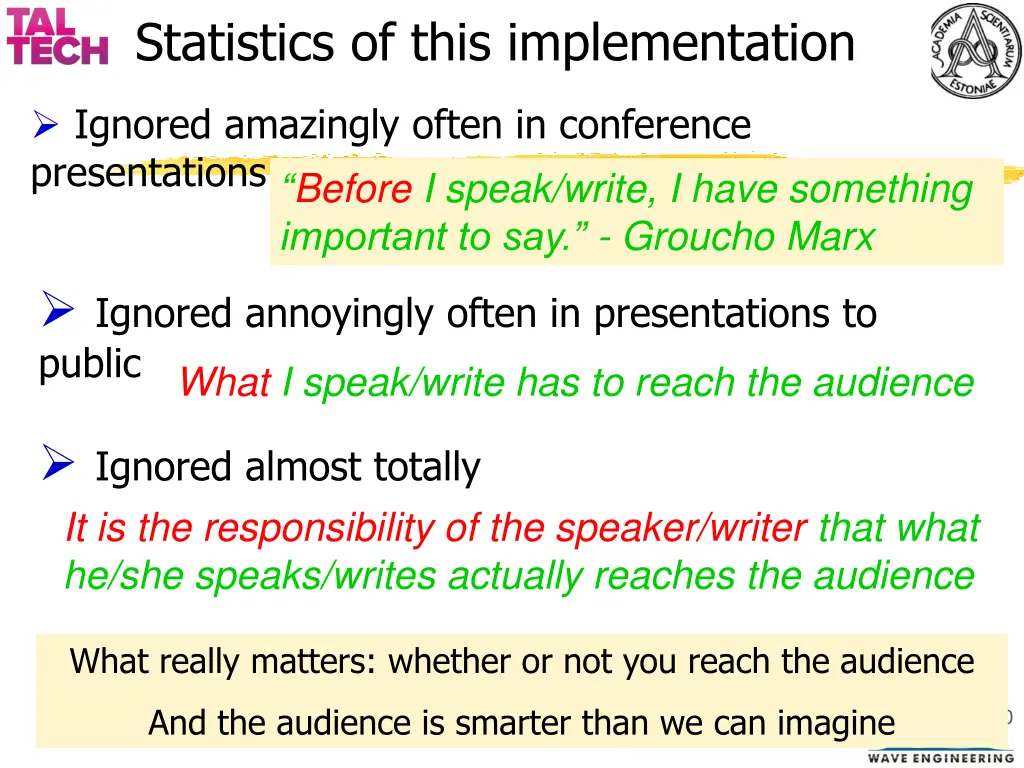 statistics of this implementation