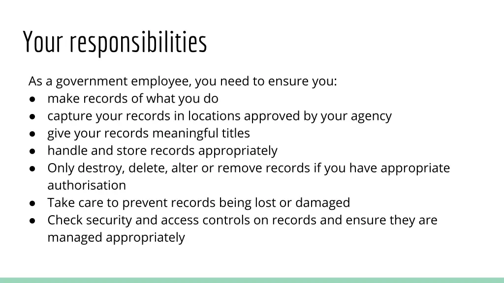 your responsibilities
