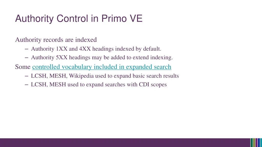 authority control in primo ve